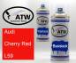 Preview: Audi, Cherry Red, L59: 400ml Sprühdose + 400ml Klarlack - Set, von ATW Autoteile West.